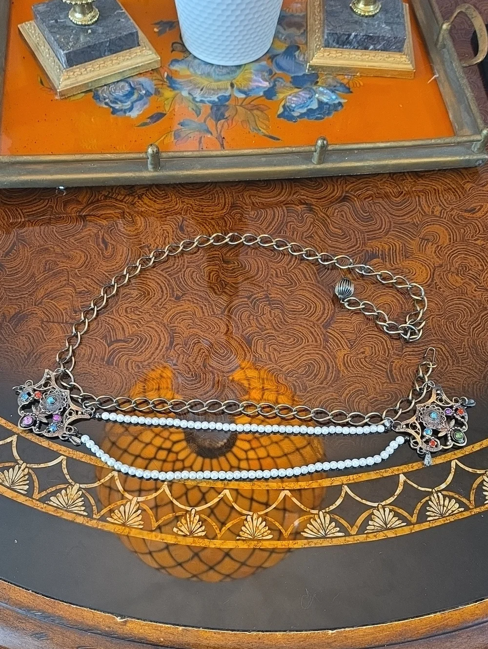 Vintage multi-strand gold-tone chain belt
